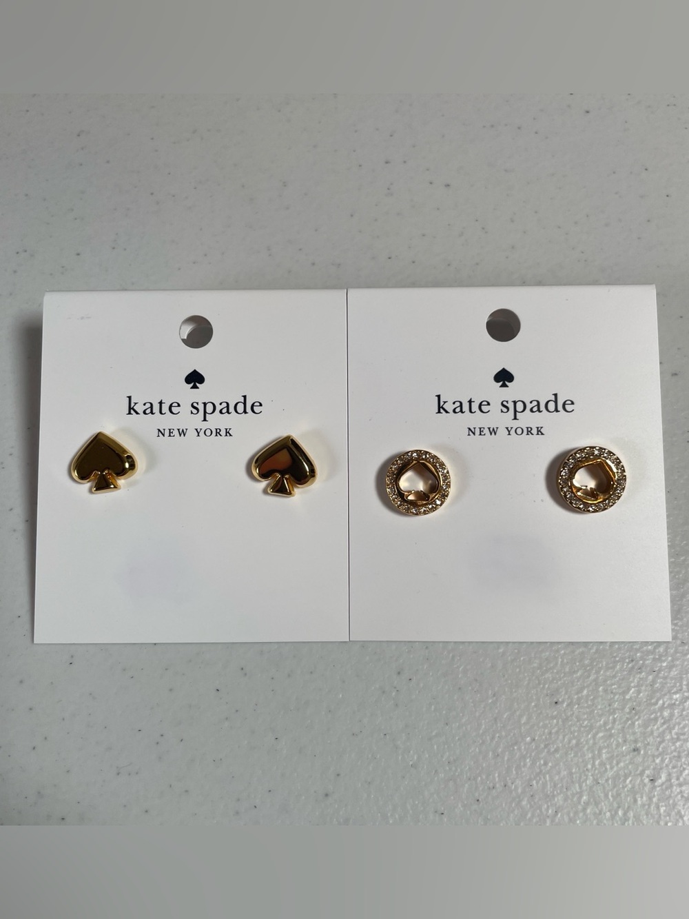 2sets Kate spade Spot The Spade Pave Halo Spade Studs Everyday Spade Metal Studs